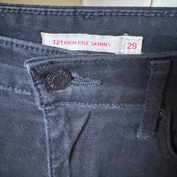 LEVIS 721 HI RISE SKINNY BLACK COLOR SZ 29/29 STRETCH EUC - Picture 6 of 7